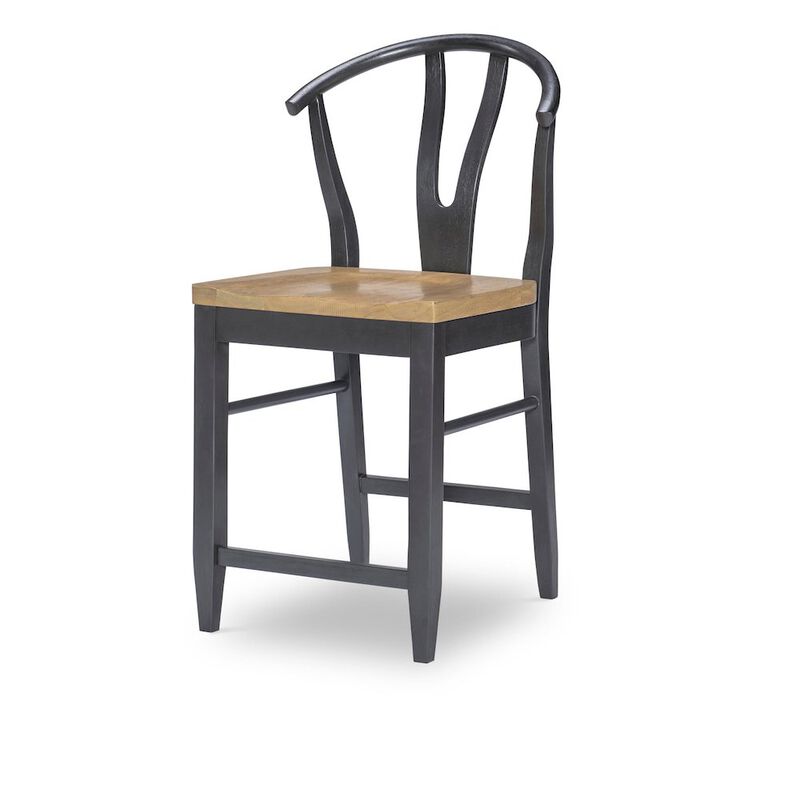 Legacy Classic Wishbone Back Counter Height Chair (Black) (Kd, Wood Seat, Seat Height: 24)
