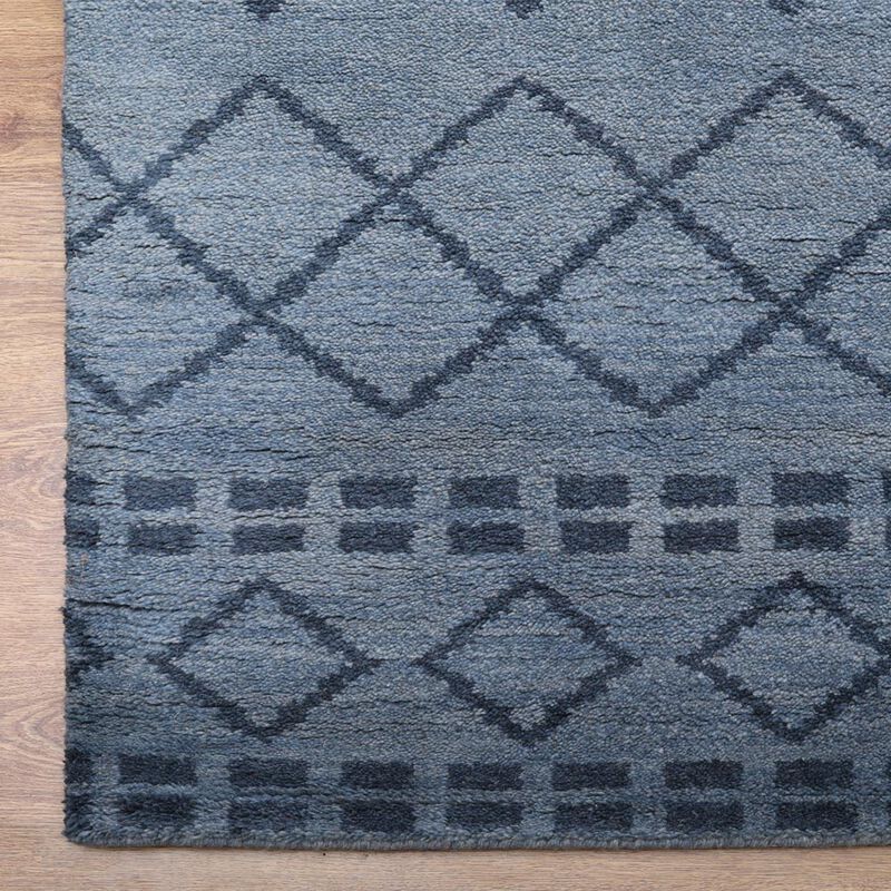 HAND KNOTTED WOOL Geometric AREA RUGS  - Rectangle Shape, Geometric Modern, Medium Pile Handmade Area Rugs for Living Room, Bed Room (N01117) image number 4