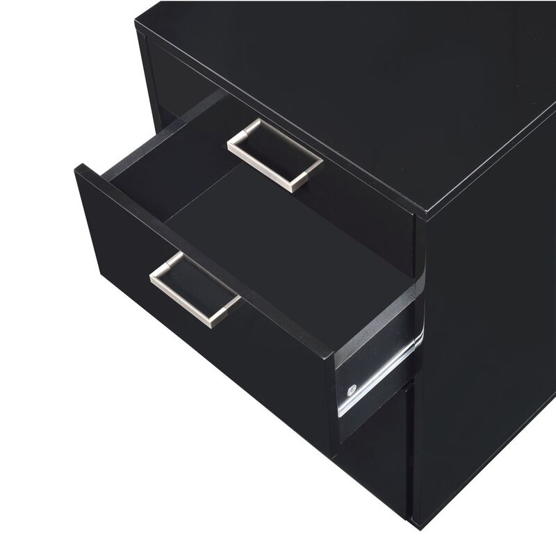 Coleen File Cabinet, Black High Gloss & Chrome