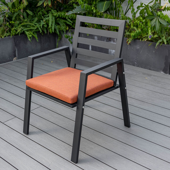 LeisureMod Mid-Century Modern Patio Dining Armchair &ndash; Aluminum Frame with Removable Cushions for Garden and Backyard, Set of 2
