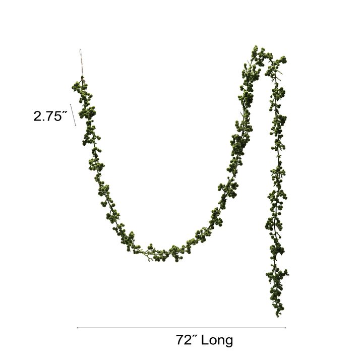 Flocked Foam Ball Garland, Green