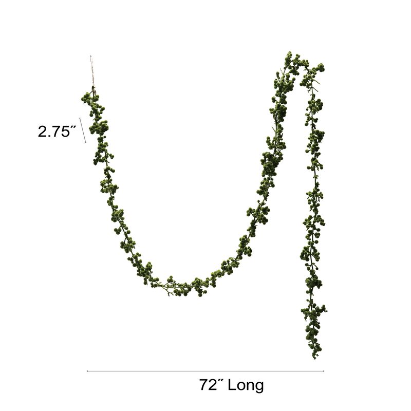 Flocked Foam Ball Garland, Green image number 1