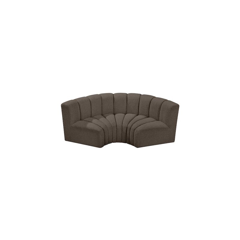 Meridian Furniture Arc Brown Boucle Fabric Modular Sofa
