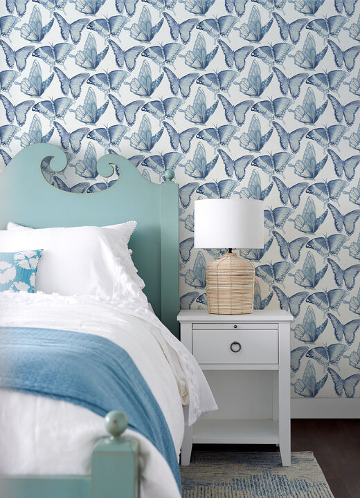 Janetta Blue Butterfly Wallpaper (Set of 2)