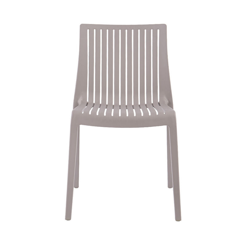 HomeRoots Set of Two Taupe Heavy Duty Plastic Outdoor Stacking Accent Chairs image number 3