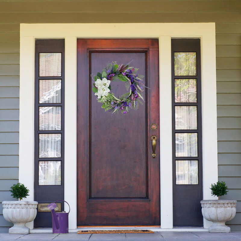 Mixed Wildflowers and Magnolias Artificial Spring Wreath  24-Inch image number 1