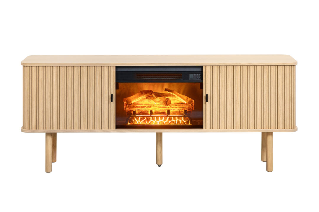 WERMO 71'' Electric Fireplace TV Stand for Living Room with Heater.
