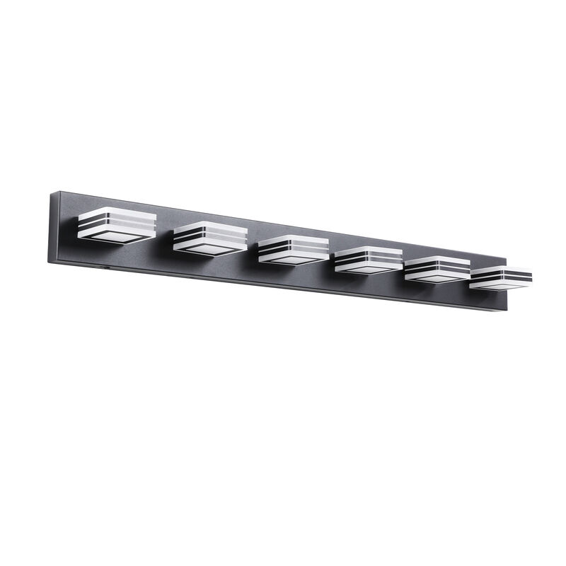 ELEMENT ACE Modern 6-Light LED Vanity Light, Sleek Dimmable Bathroom Wall Mount Fixture Ideal for Mirror Lighting, Energy Efficient Durable Iron & Acrylic Build image number 8