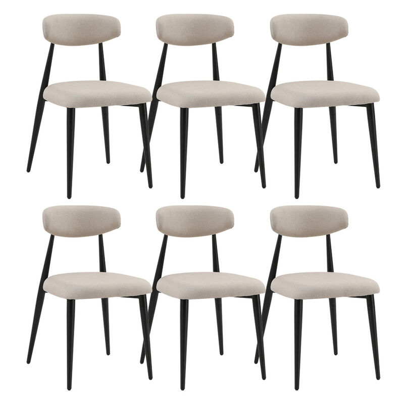 (Set of 6)Dining Chairs, Upholstered Chairs with Metal Legs for Kitchen Dining Room, Light Grey