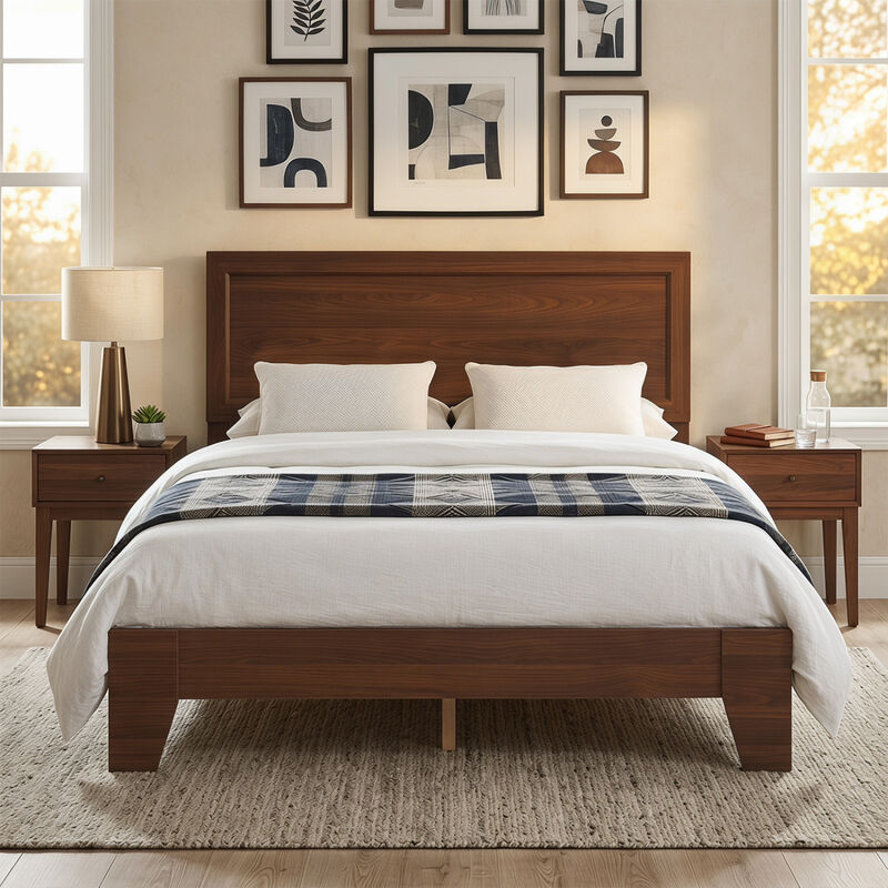 Full Size Upholstered Bed Frame with Headboard, No Box Spring Needed image number 7