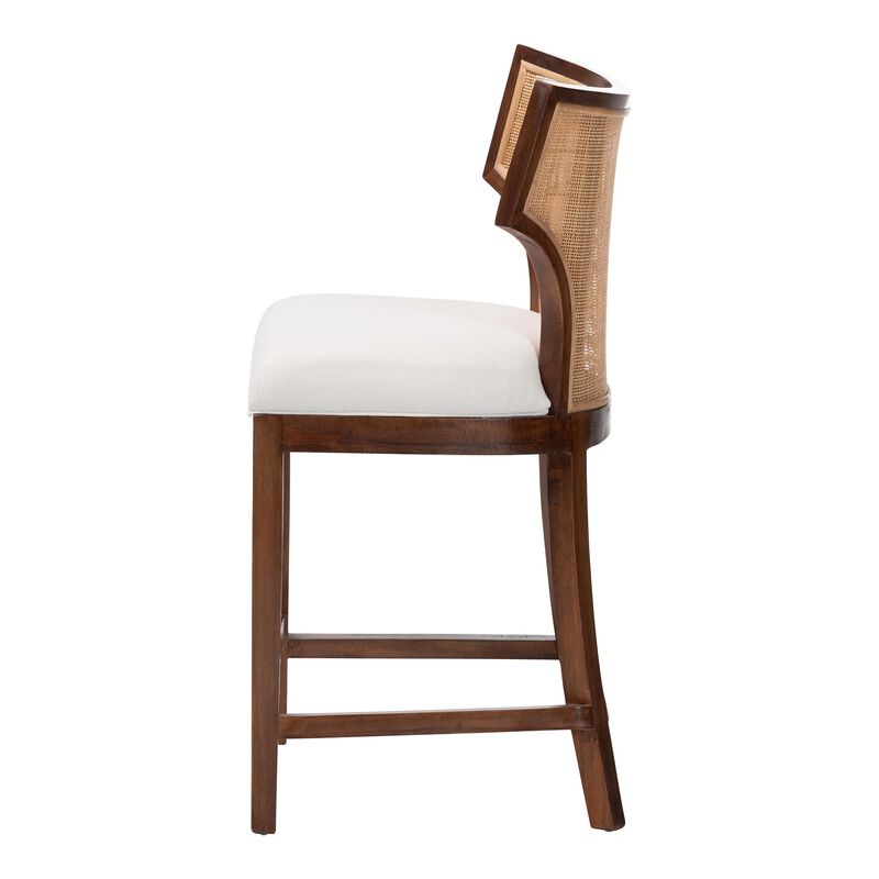 bali & pari Franco Counter Stool - Sculpted Seating with Woven Rattan Backrest and Upholstered Seat for Kitchen or Lounge image number 2