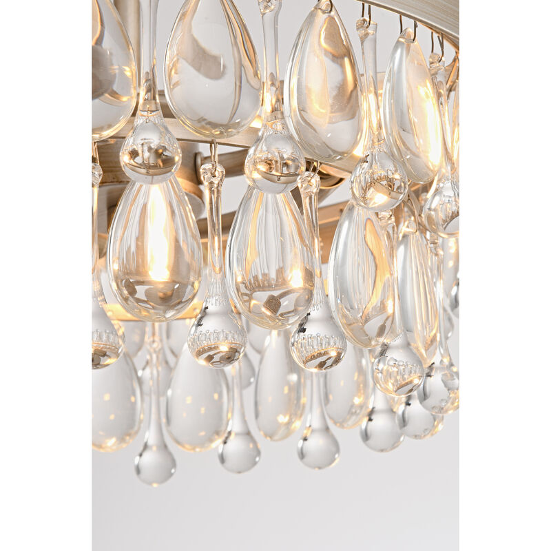 Eva 3-Light Brushed Champagne Silver 13" Crystal Teardrop Tiered Chandelier image number 6