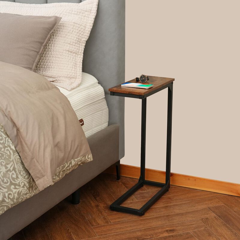 DALEMHOME C Shaped End Table Set of 3, Couch Side Table for Small Spaces, Slide Under Sofa TV Tray Snack Arm Table for Living Ro