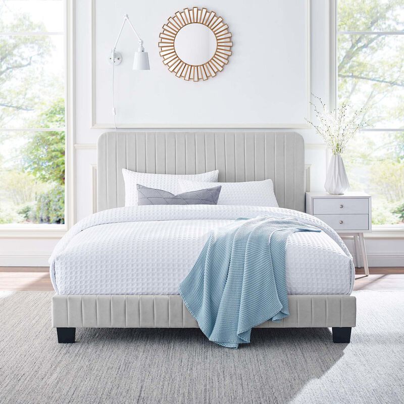 Celine Channel Tufted Performance Velvet Twin Platform Bed image number 5