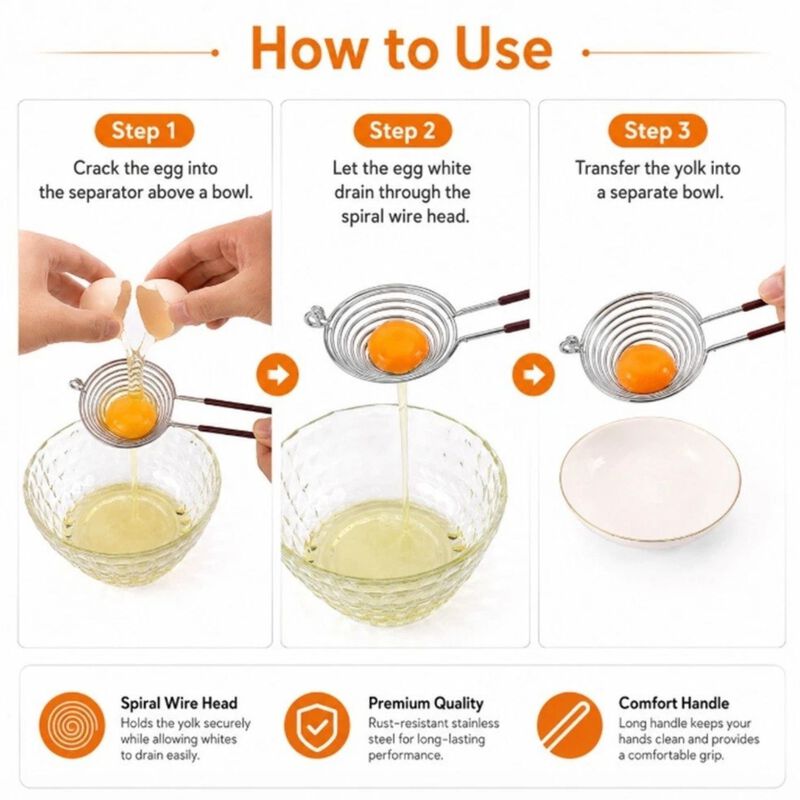 Stainless Steel Egg Separator Strainer Tool image number 2