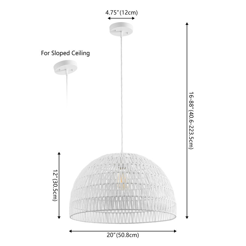 Campana Bohemian Modern Woven Rattaniron LED Pendant