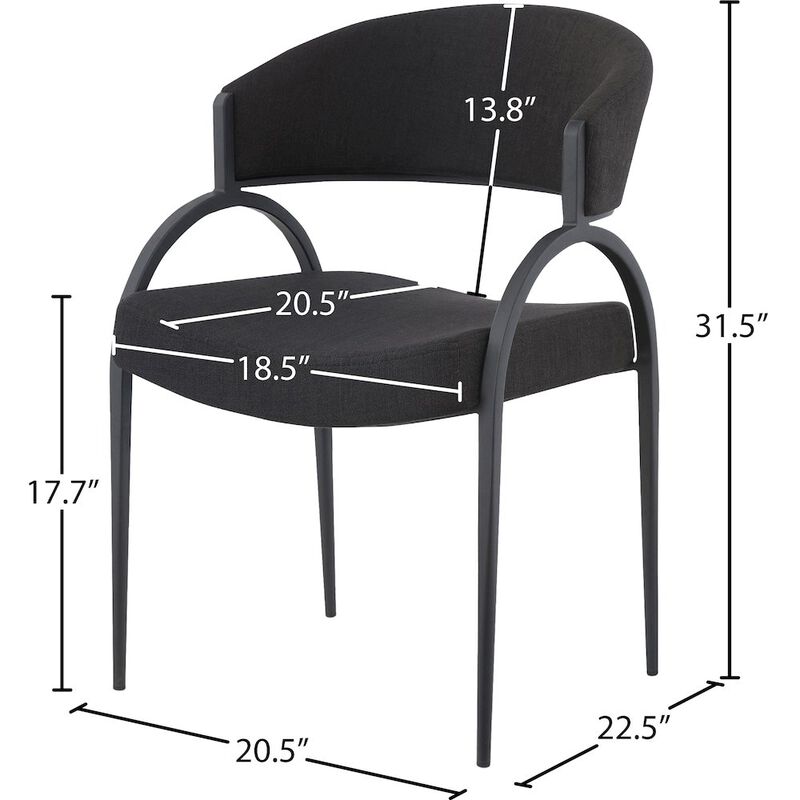 Meridian Furniture Privet Black Linen Textured Fabric Dining Chair, Set of 2