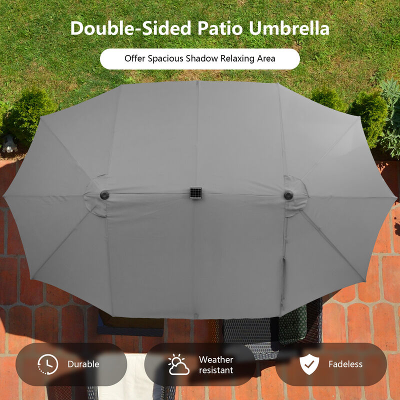 Solar LED Patio Umbrella with 48 Lights for Backyard Deck and Garden Use