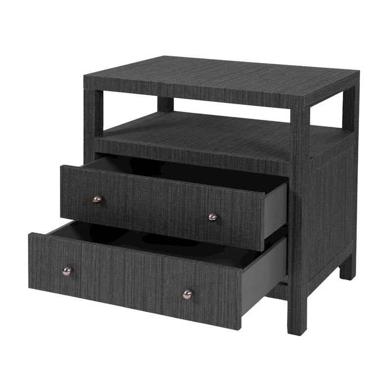 Butler Specialty Nora 28 in. W Raffia 2 Drawer Nightstand with Top Open Shelf, Blue image number 3