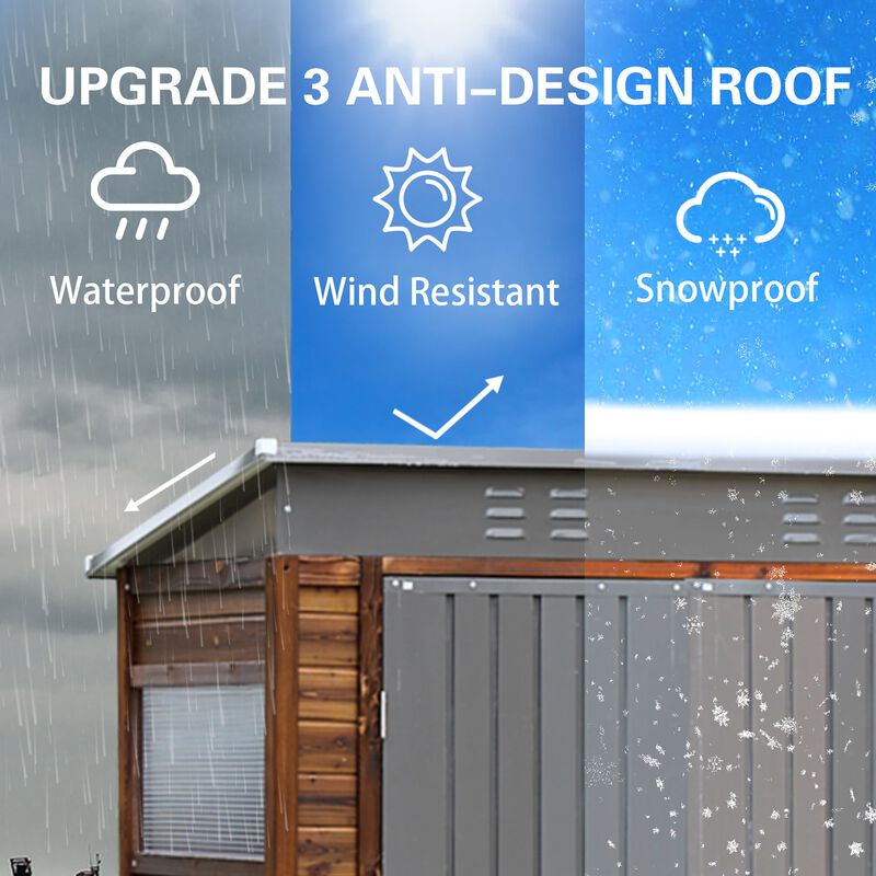 Mondawe 3x5FT Outdoor Cedarwood Storage Shed,Ventilation & Drainage Multifunctional Tool Shed image number 3