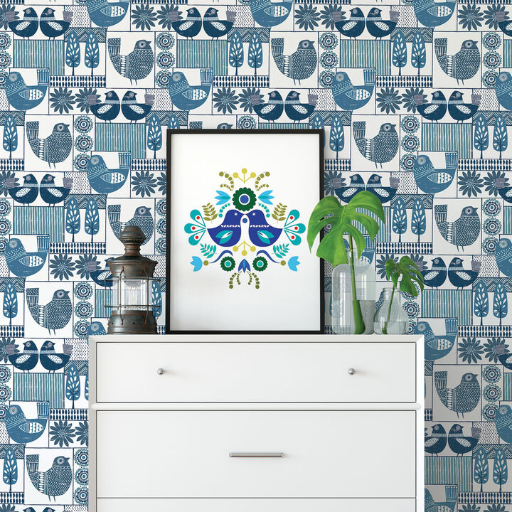 Hennika Blue Patchwork Wallpaper
