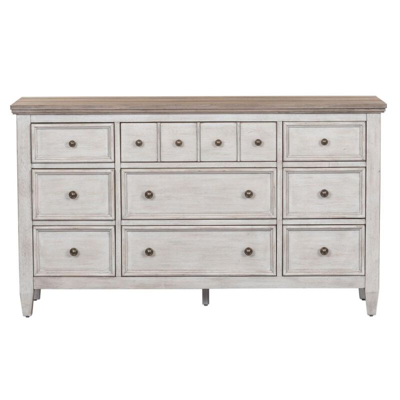 Liberty Furniture Heartland 9 Drawer Dresser in Antique White w/ Tobacco Top image number 0