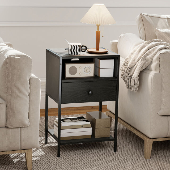 Modern Nightstand with Charging Station, USB Ports and Electrical Outlets