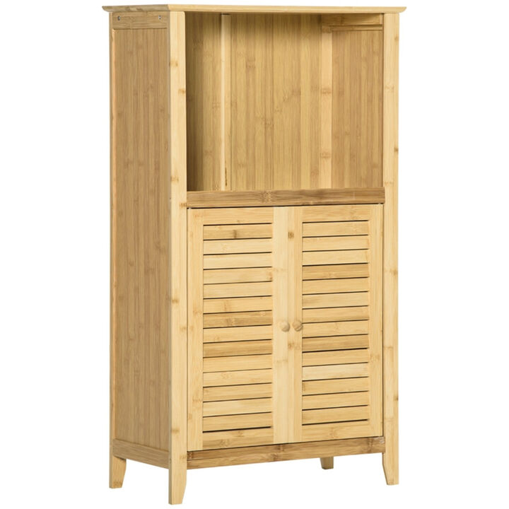 Freestanding Bathroom Floor Cabinet with Storage Shelves and Doors