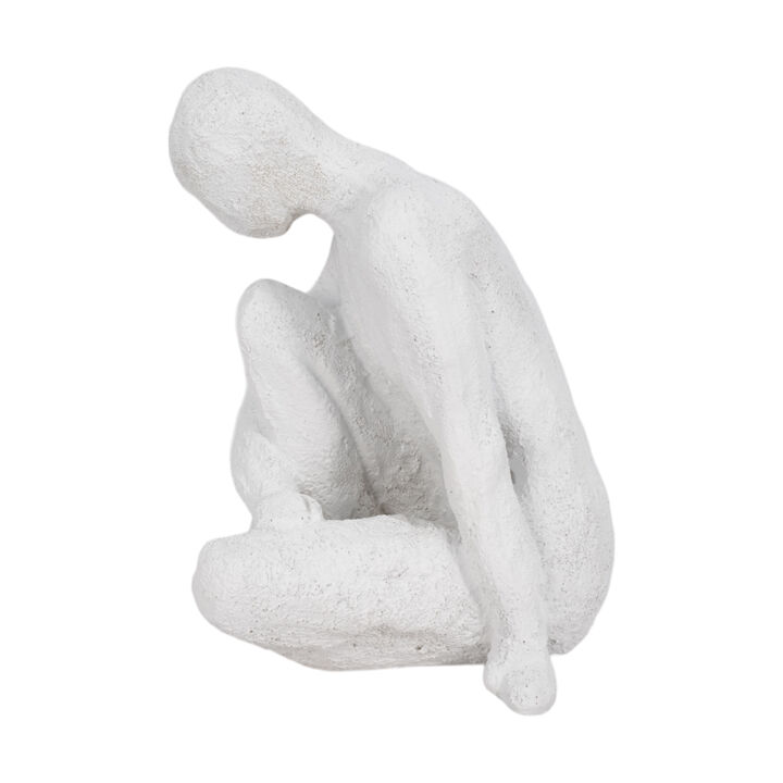 7" Contemplating Figure Rough Texture, White