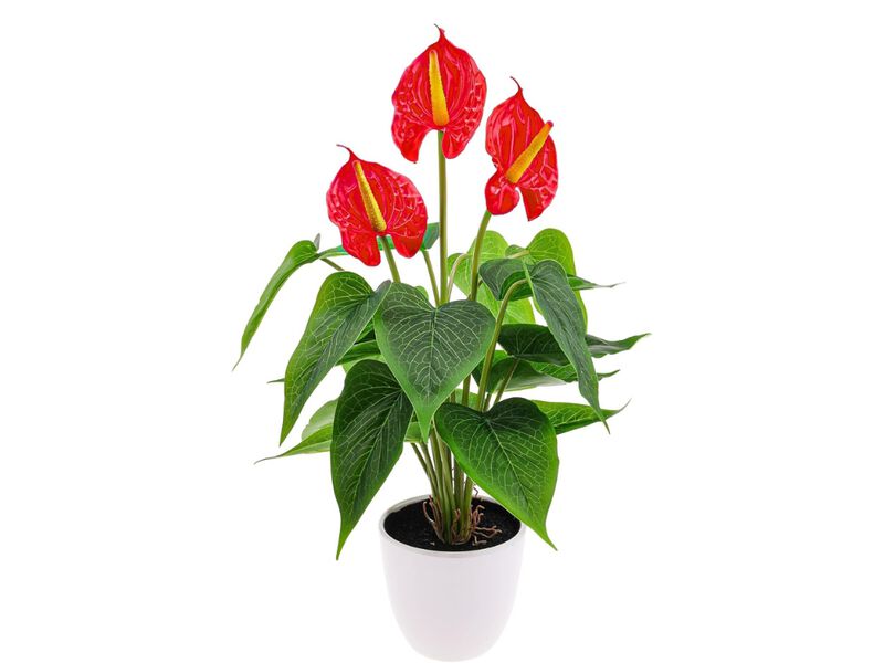 Red Artificial Outdoor Plants Home Decor Flower Anthurium image number 0