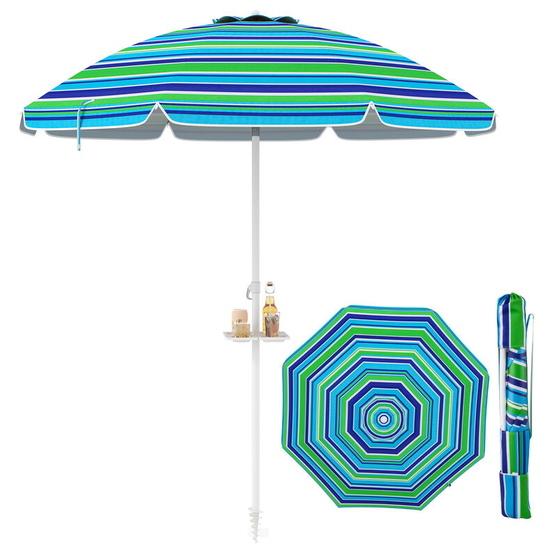 Portable Beach Umbrella with Sand Anchor & Tilt Adjustment &ndash; UV Sun Protection