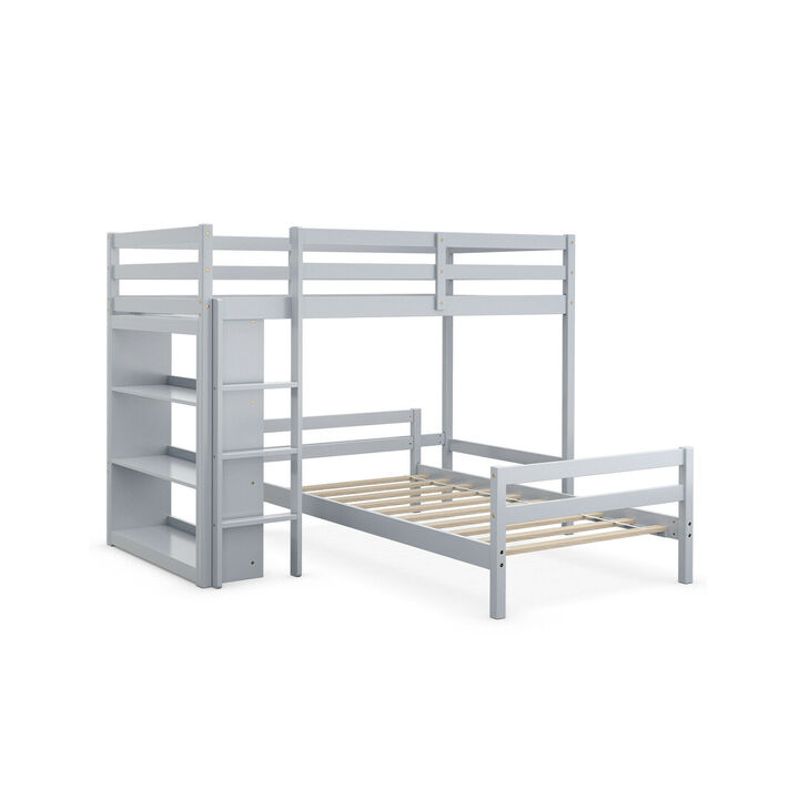 Twin Over Twin Loft Bunk Bed with Bookcase