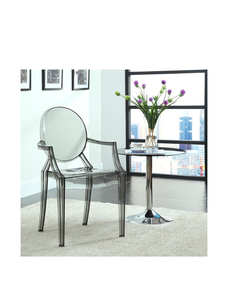 Modway Casper Modern Acrylic Stacking Two Dining Armchairs in Smoke image number 2