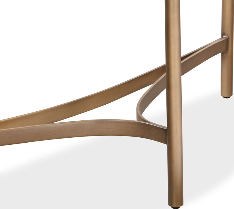 Lyon Semi-circular White Concrete and Metal Console Table