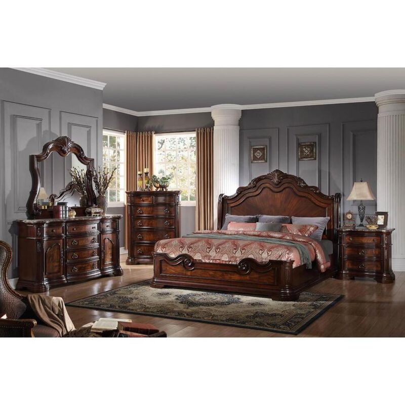Best Master Furniture Best Master Barney's Traditional Wood 5-Drawer Chest in Walnut