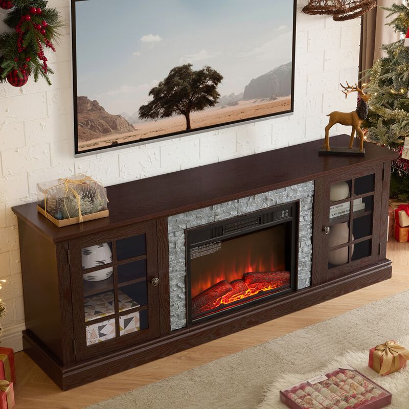 Modern TV Stand with 23" Electric Fireplace image number 2