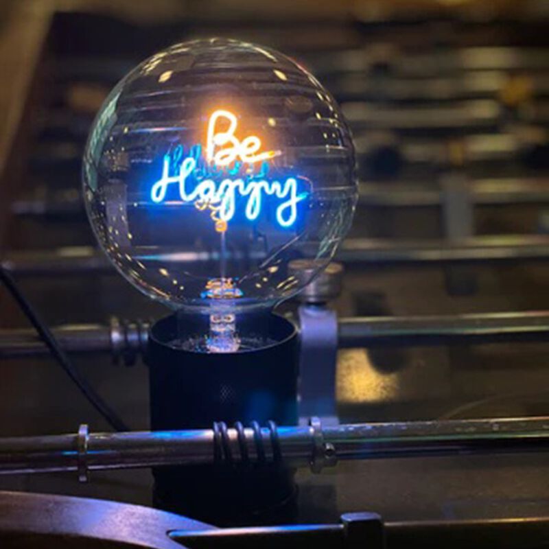 Bulb BE HAPPY Amber/ Blue with Base Table Lamp PORTABLE Pop image number 1