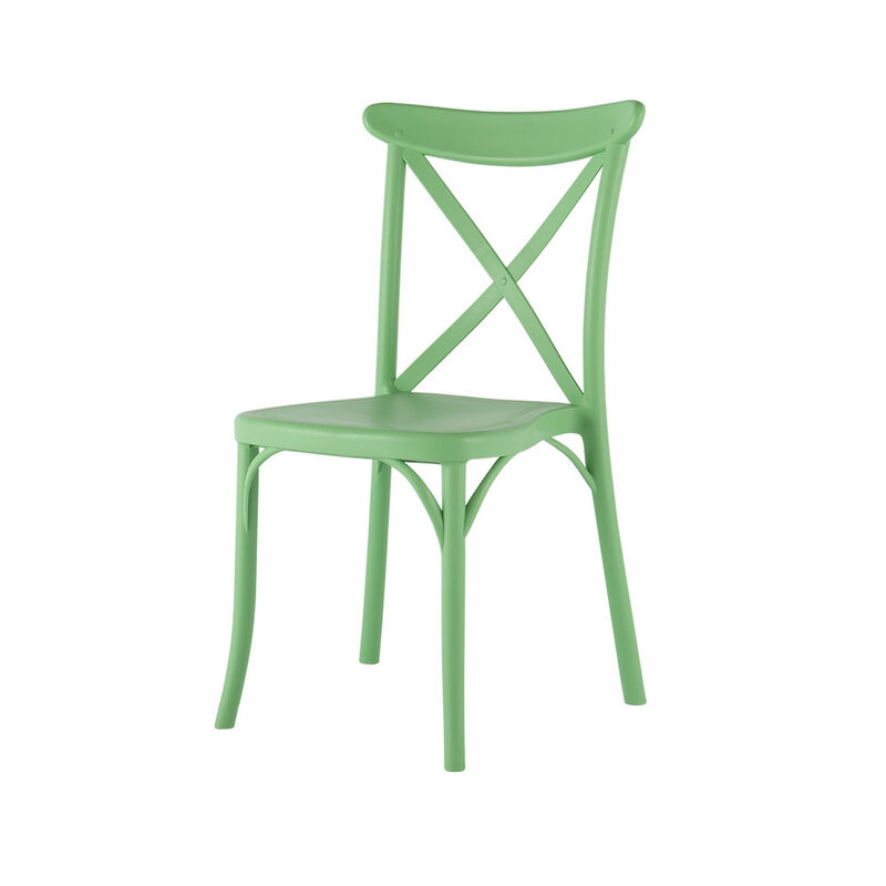 HomeRoots Set of Two Green Heavy Duty Plastic Outdoor Stacking Dining Chairs image number 2