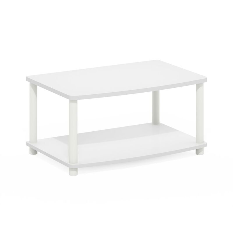 Turn-N-Tube No Tools 2-Tier Elevated TV Stands, White/White