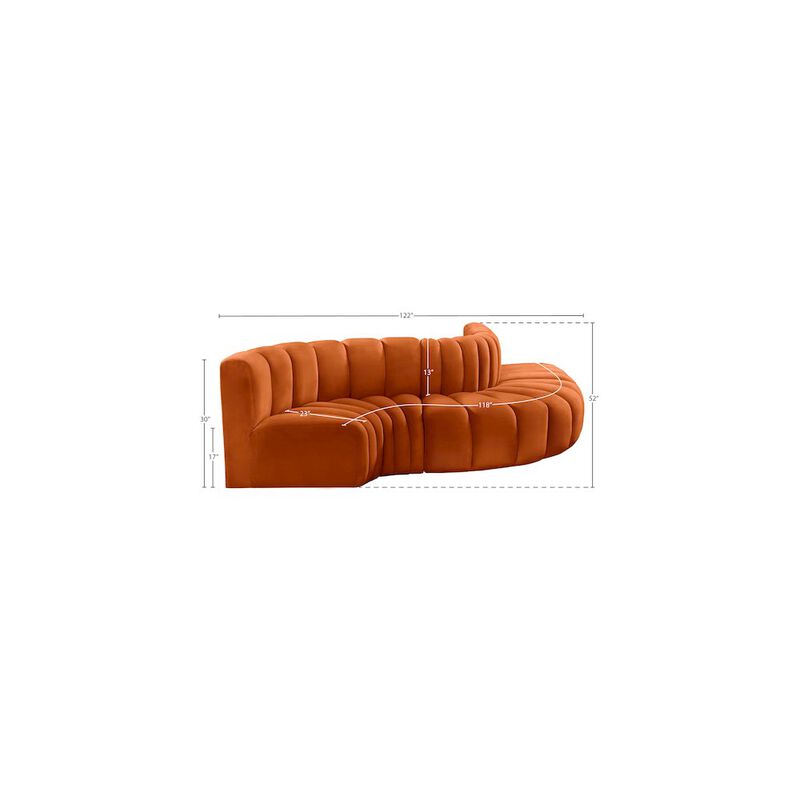 Meridian Furniture Arc Cognac Velvet Modular Sofa