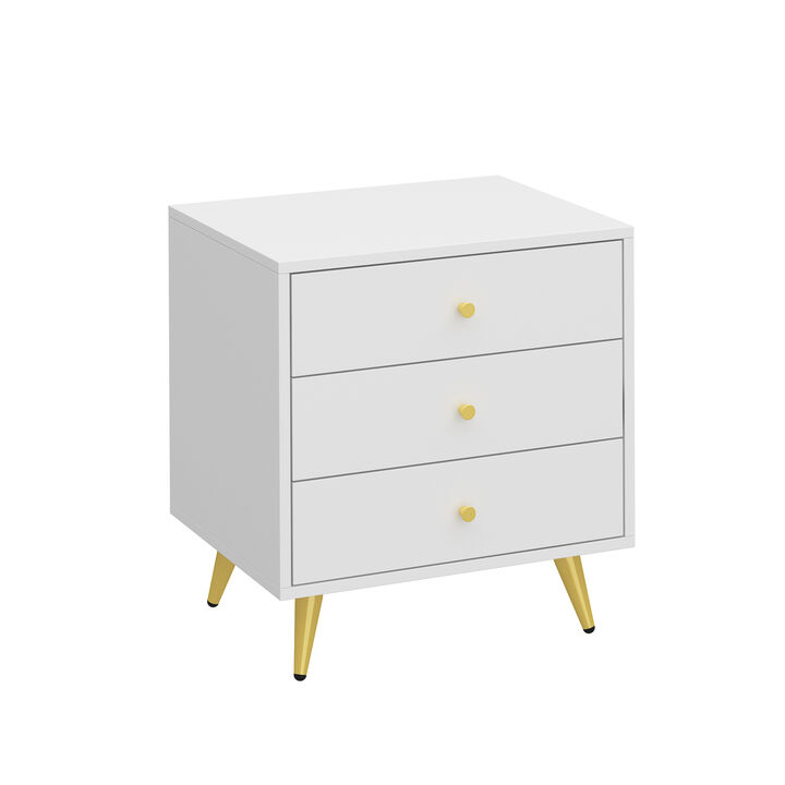 FUFU&GAGA Nightstand with Contemporary Design, 3 Drawers, Durable Composite Material, (19.7" W x 15.7" D x 20.8" H), White