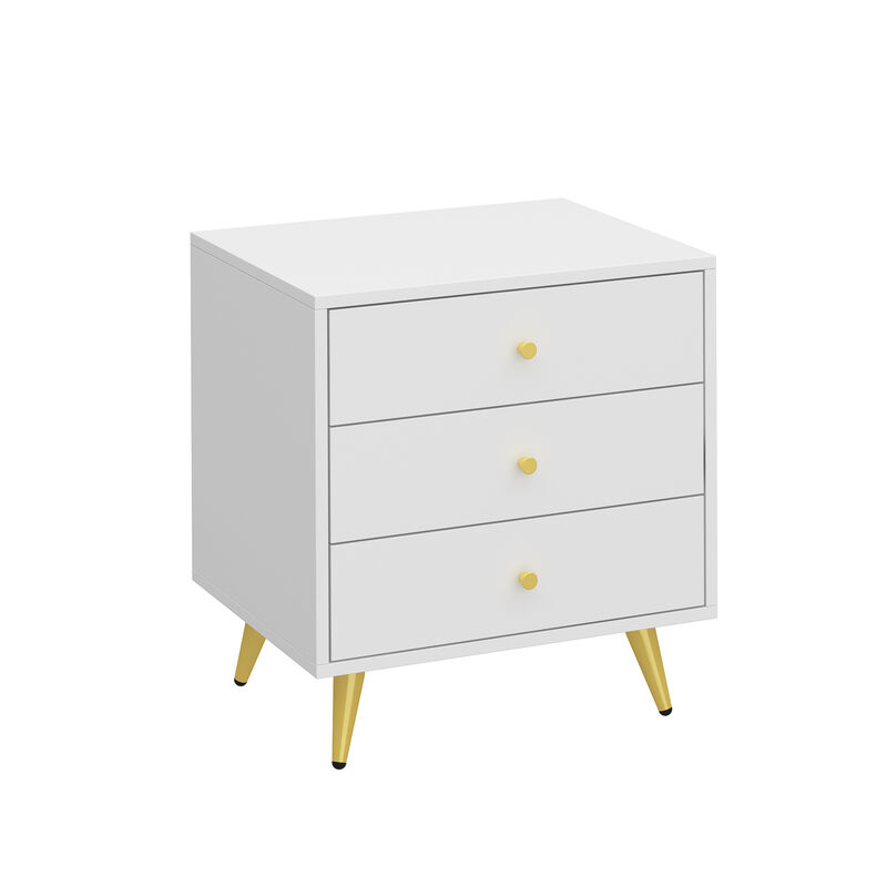 FUFU&GAGA Nightstand with Contemporary Design, 3 Drawers, Durable Composite Material, (19.7" W x 15.7" D x 20.8" H), White