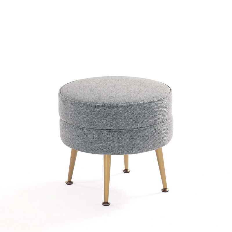 Bailey Gray and Gold Ottomans (Set of 2)