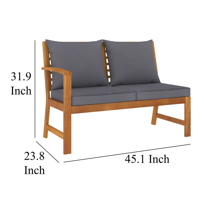 Roma 5pc Outdoor Modular Sofa and Chair Set, Brown Wood Coffee Table - Benzara