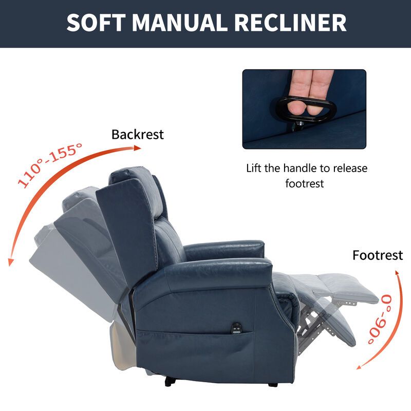 Faux Leather Manual Recliner Chair with Heavy Duty Motion Mechanism And 3 Massage Modes