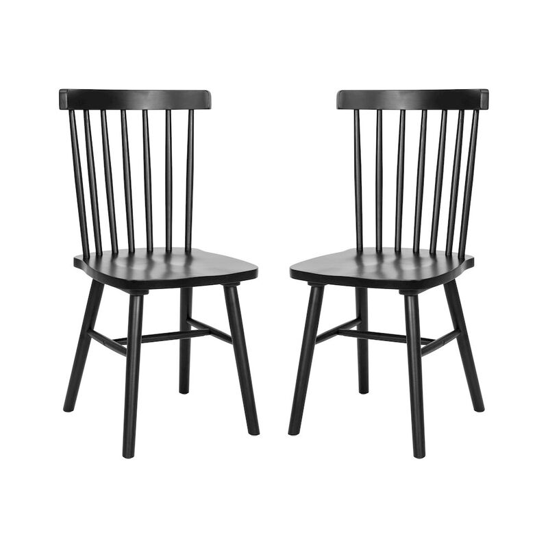 Flash Furniture Set of 2 Windsor Dining Chairs, Solid Wood Armless in Black image number 1