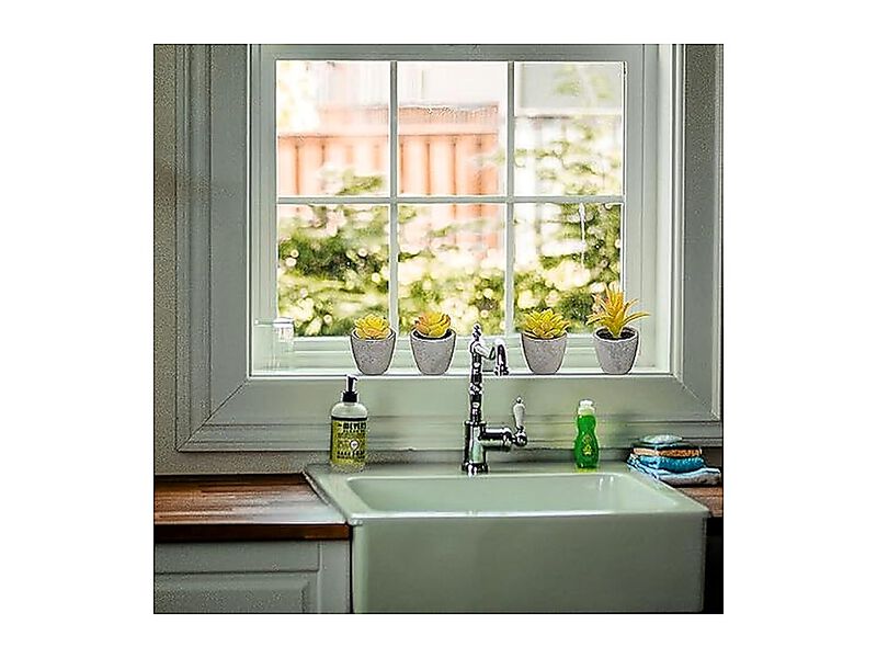 Set 4 Small Yellow Fake Succulent Plants Mini Artificial Succulents Bathroom image number 3