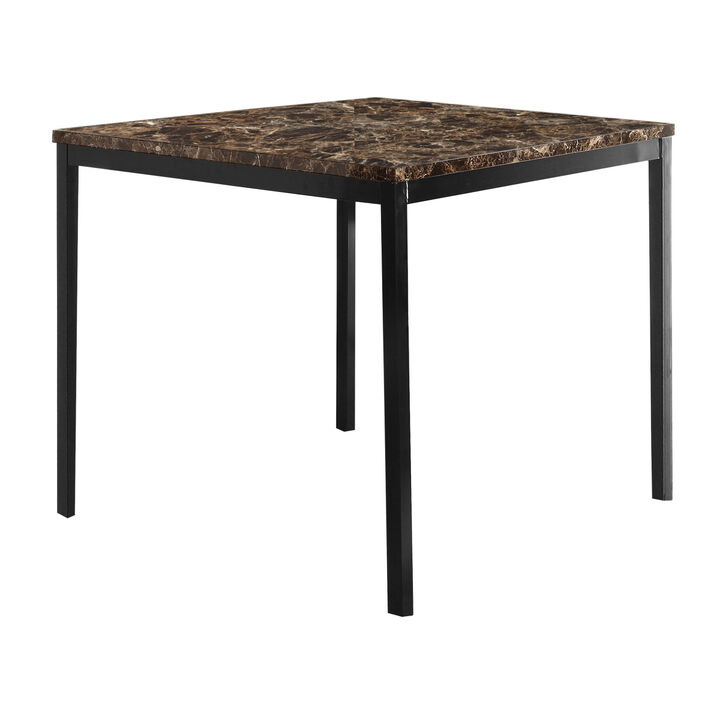 Counter Height Table 1pc Metal Frame Faux Mable Top Square Transitional Dining Room Furniture