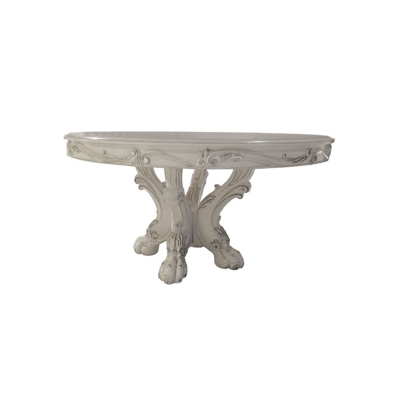 Dresden Round Dining Table in Bone White Finish DN