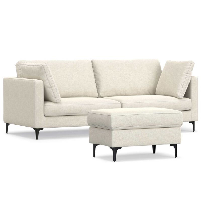 Ava 90 inch Mid Century Sofa with Ottoman Set image number 0
